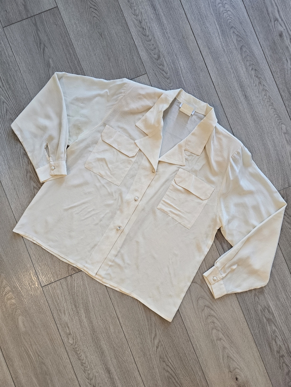 Vintage Shiang-lan 100% Silk Blouse Top, L/XL, Minimalist Luxe Classic